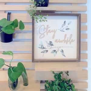 🏠NWT ”Stay Awhile” wooden frame home decor